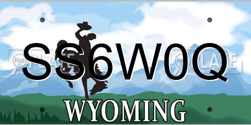 SS6W0Q Wyoming License Plate
