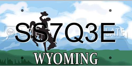 SS7Q3E Wyoming License Plate