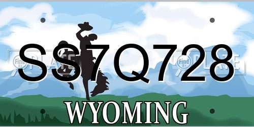 SS7Q728 Wyoming License Plate