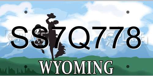 SS7Q778 Wyoming License Plate