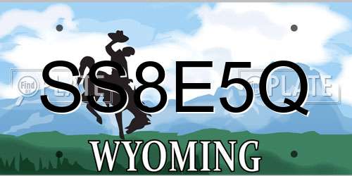 SS8E5Q Wyoming License Plate