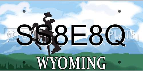 SS8E8Q Wyoming License Plate