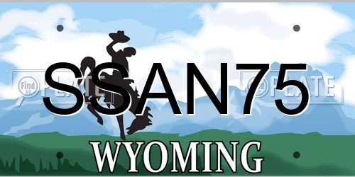 SSAN75 Wyoming License Plate
