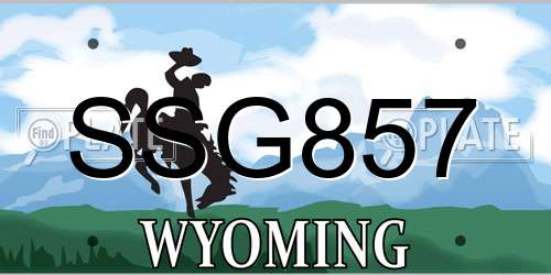 SSG857 Wyoming License Plate