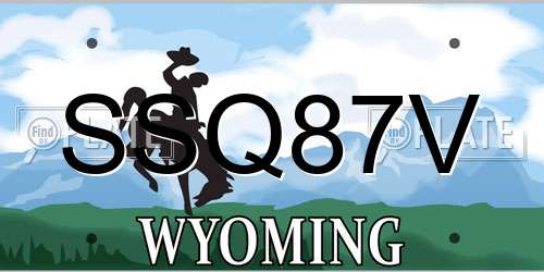 SSQ87V Wyoming License Plate