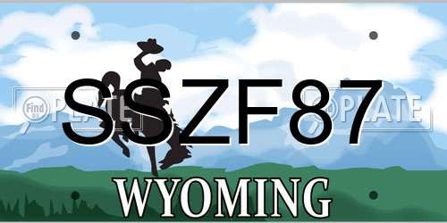 SSZF87 Wyoming License Plate