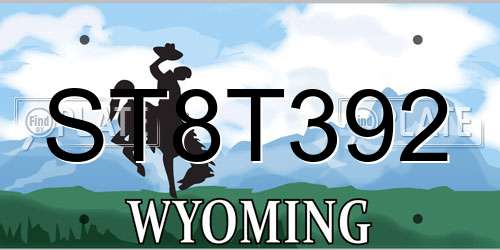 ST8T392 Wyoming License Plate