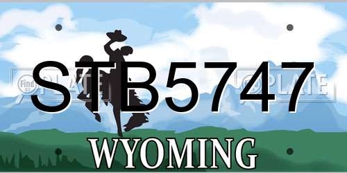 STB5747 Wyoming License Plate