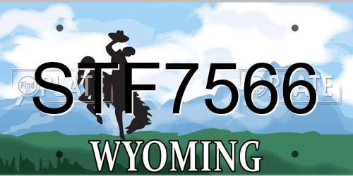STF7566 Wyoming License Plate