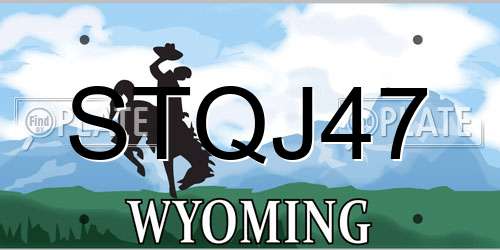 STQJ47 Wyoming License Plate