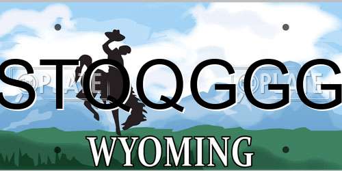 STQQGGG Wyoming License Plate