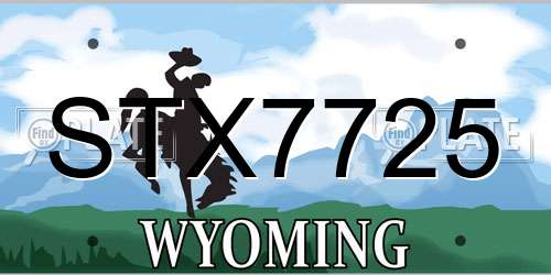 STX7725 Wyoming License Plate