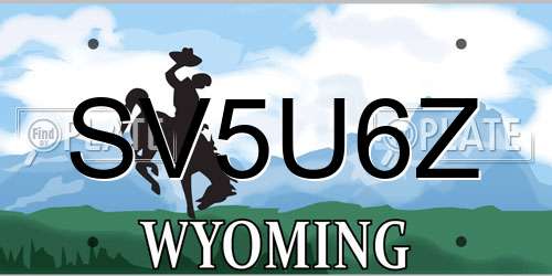 SV5U6Z Wyoming License Plate