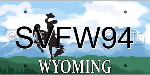 SVFW94 Wyoming License Plate