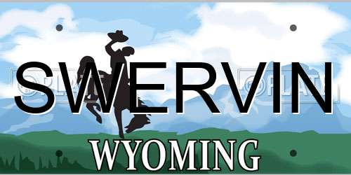 SWERVIN Wyoming License Plate