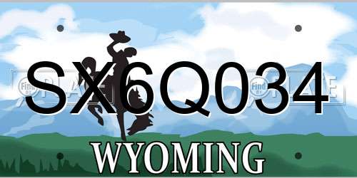 SX6Q034 Wyoming License Plate