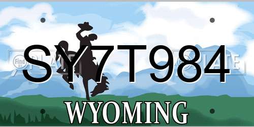 SY7T984 Wyoming License Plate