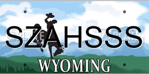 SZAHSSS Wyoming License Plate