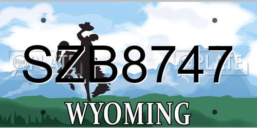 SZB8747 Wyoming License Plate