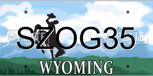 SZOG35 Wyoming License Plate
