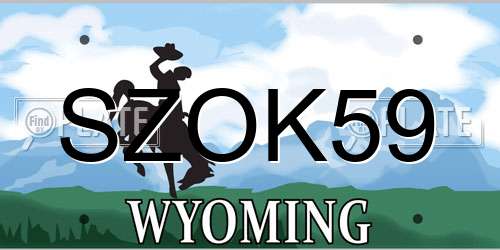 SZOK59 Wyoming License Plate
