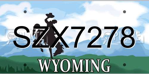 SZX7278 Wyoming License Plate