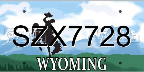 SZX7728 Wyoming License Plate