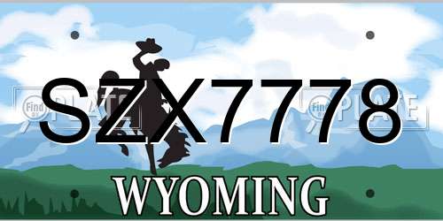 SZX7778 Wyoming License Plate