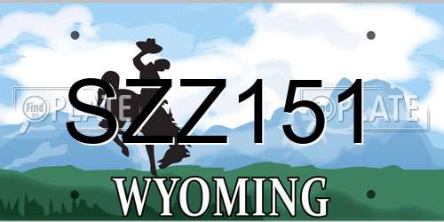 SZZ151 Wyoming License Plate