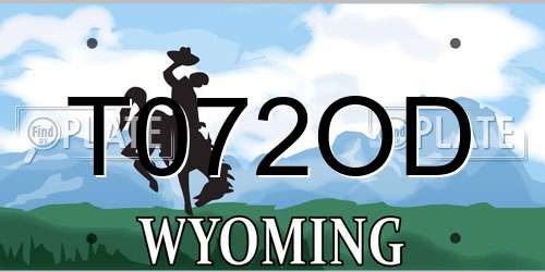 T072OD Wyoming License Plate