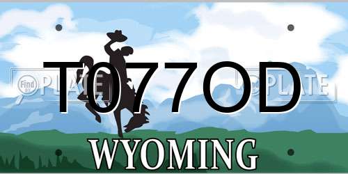 T077OD Wyoming License Plate