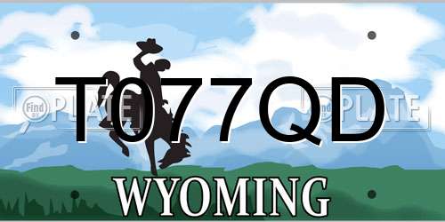 T077QD Wyoming License Plate