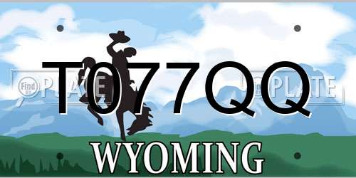 T077QQ Wyoming License Plate