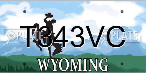 T343VC Wyoming License Plate