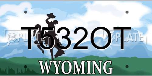 T532OT Wyoming License Plate