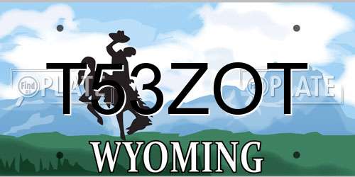 T53ZOT Wyoming License Plate