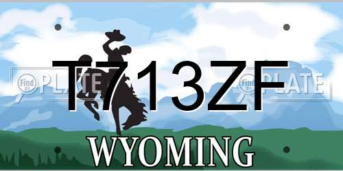 T713ZF Wyoming License Plate