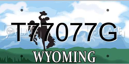 T77077G Wyoming License Plate