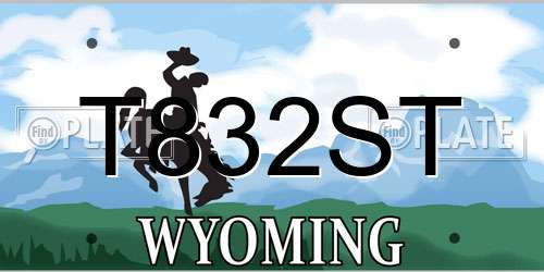 T832ST Wyoming License Plate