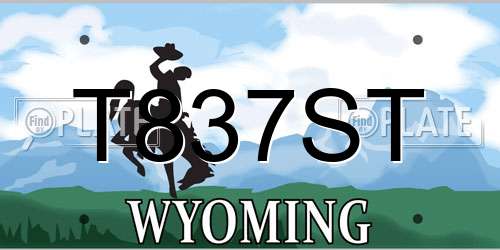 T837ST Wyoming License Plate