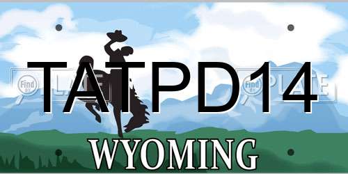 TATPD14 Wyoming License Plate