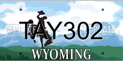 TAY302 Wyoming License Plate