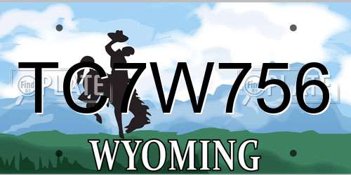 TC7W756 Wyoming License Plate