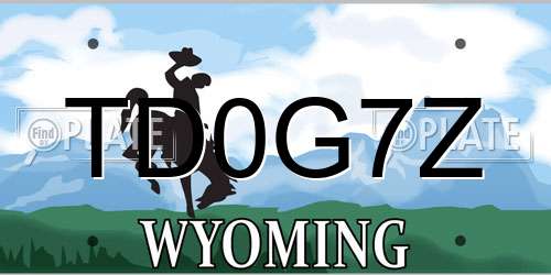 TD0G7Z Wyoming License Plate