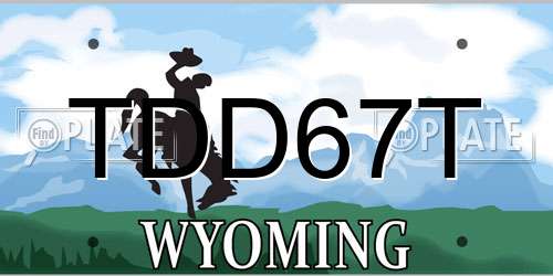 TDD67T Wyoming License Plate