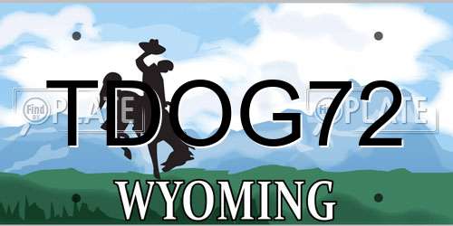 TDOG72 Wyoming License Plate