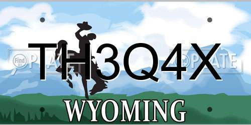 TH3Q4X Wyoming License Plate