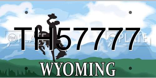 TH57777 Wyoming License Plate