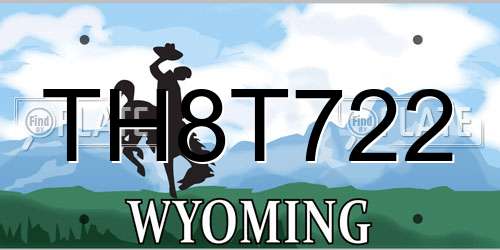 TH8T722 Wyoming License Plate