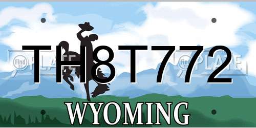 TH8T772 Wyoming License Plate